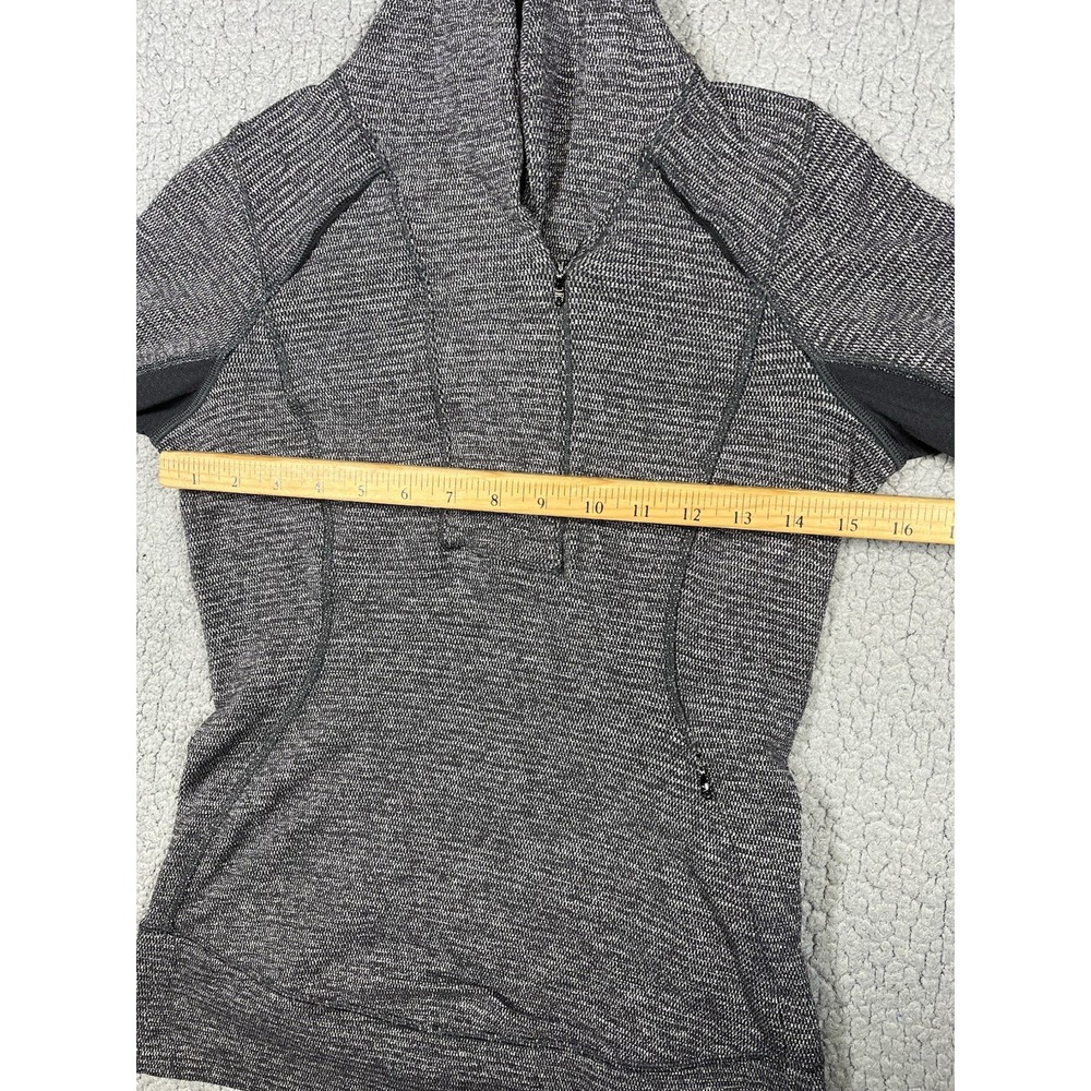 Lululemon Women's 4 Think Fast 1/4 Zip Pullover Heathered Herringbone Black Gray - Picture 9 of 10